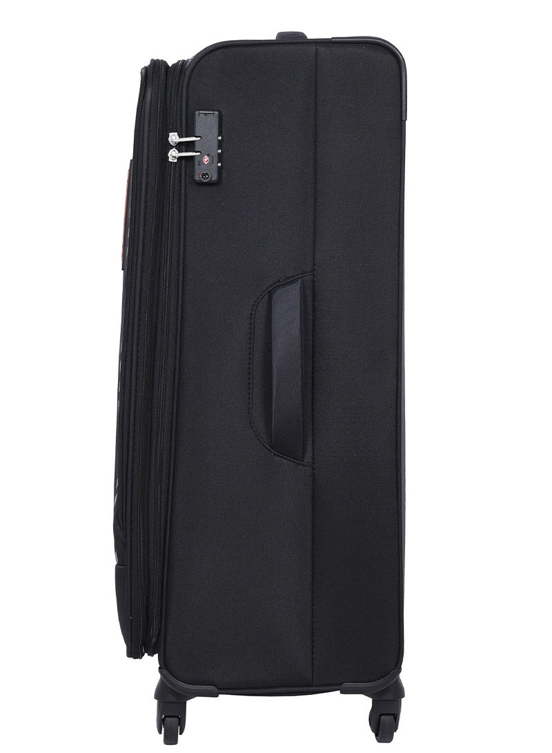 AMERICAN TOURISTER Marina Suitcase, Check-In Size 81 cm / 30 inch, 4 Spinner Wheels, Soft Top, 100% Polyester, Black|Inner Mesh Zippered Pocket|Expandable|TSA Lock|Voluminous Front Pocket - 3 Years International Warranty - Image 3